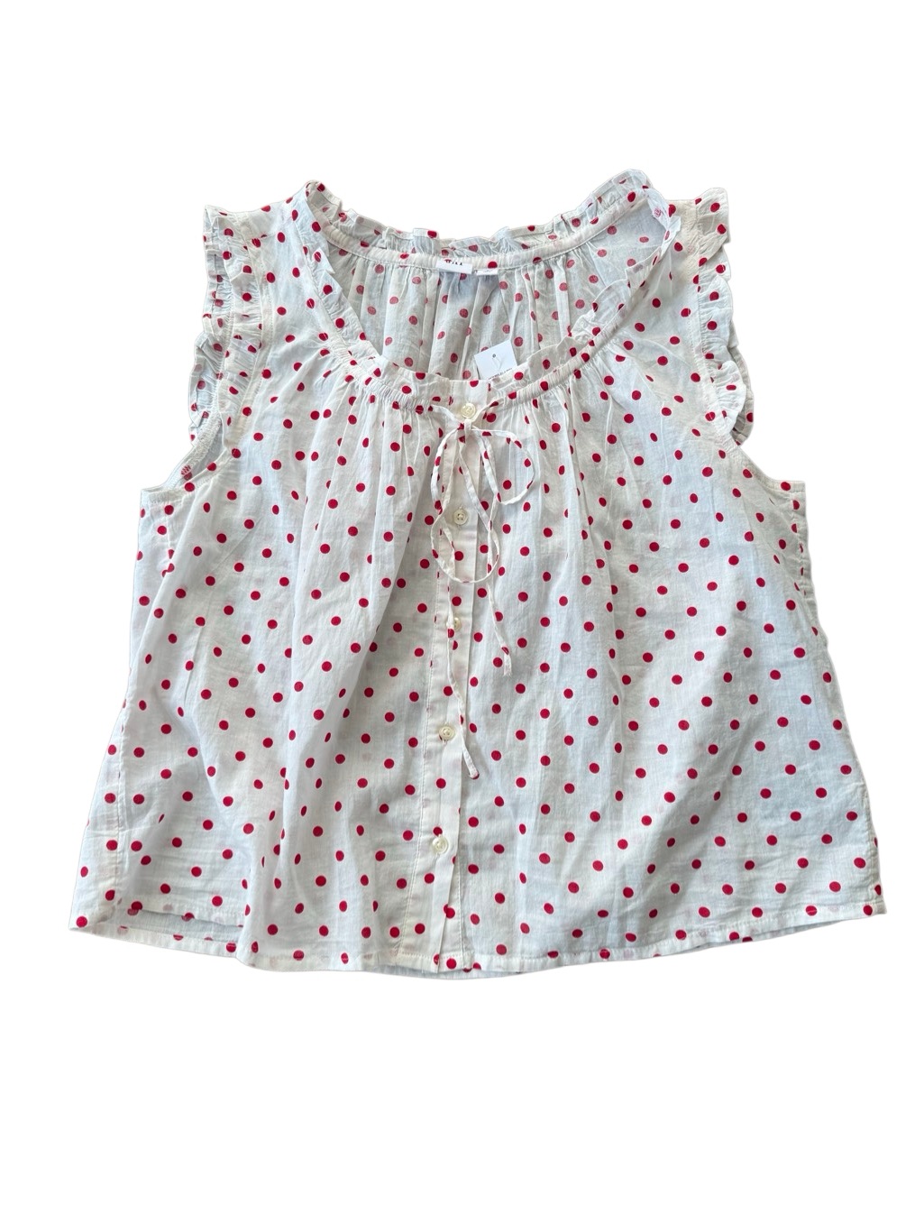 Gap Relaxed Sleeveless Tie-Neck Top Tank Red White Polka Dot Small Nwt — image 2 of 6